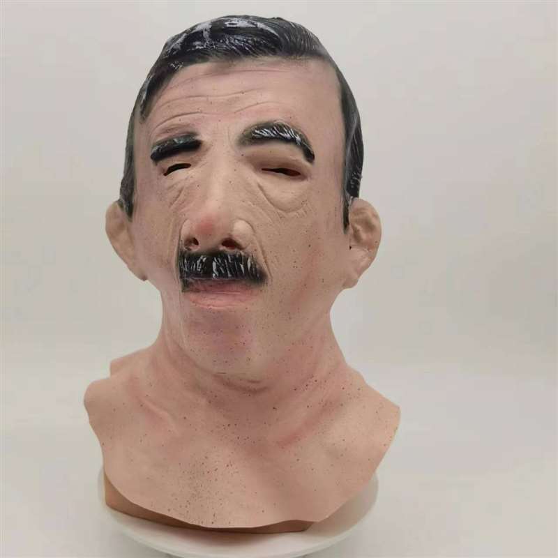 Old Man Mask Halloween New Face Wig Hood Old Man Head Horror Props