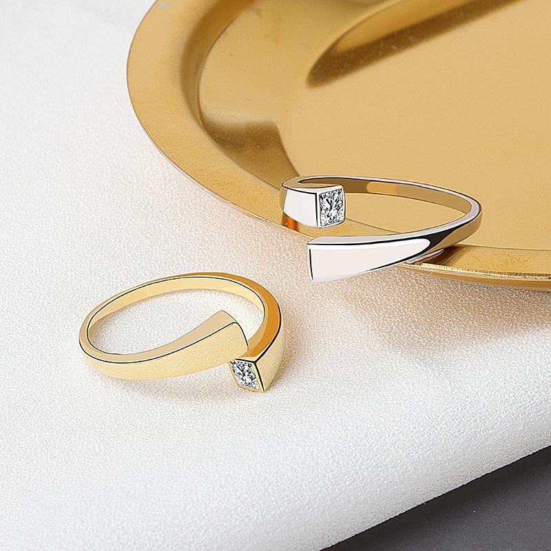 Real 925 Silver Rings For Women Vintage Zircon Open Round Engagement Rings Silver 925 Jewelry Anillos Mujer