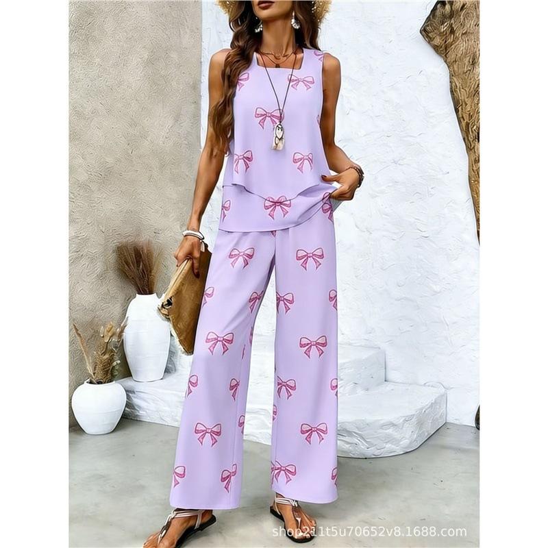 Bohemian women's sleeveless suit is suitable for daily wear, vacation sleeveless suit, spot solid color premium