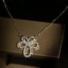 925 silver Ladies White Gold Filled Dazzling Cubic Zircon Flower Pendant Necklaces for Women Bridal Wedding Jewelry
