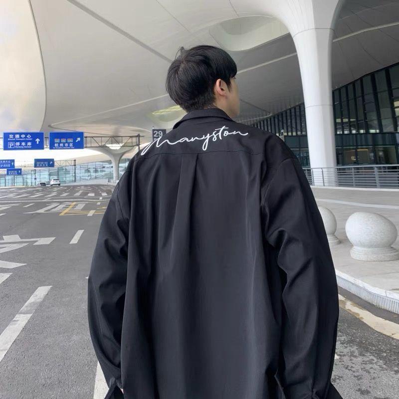 Korean Version Embroidery Handsome Trend Street Casual Fashion Versatile Popularity Long Sleeved Men's Shirt Summer Style 2024