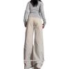 Plus Size Women's American Style Micro Flare High Waist Workwear Jeans - Loose Fit, Slimming, Straight Wide Leg, Floor Length for Spring & Autumn.
