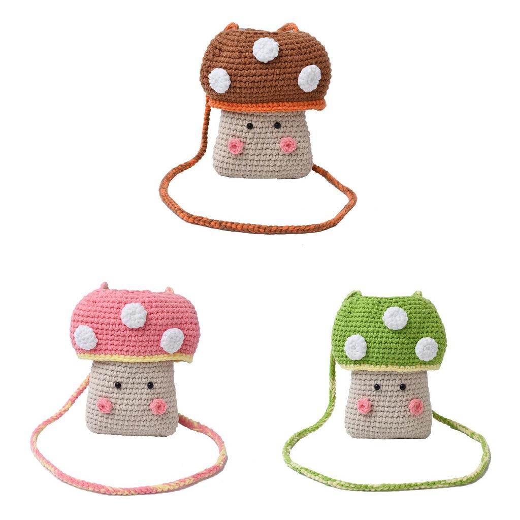 Knit Mushroom Handbag For Women With Soft Wool Material And Stylish Woven Design
