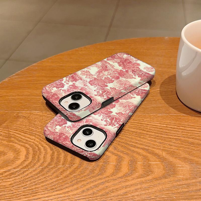Classic Vintage Toile De Jouy Landscape Pattern Art Print Film Aesthetic Protective Shockproof Bumper Phone Case Cover For iPhone 14 1516 Pro Max Plus