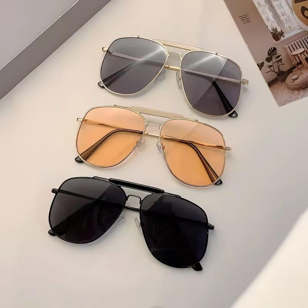 Vintage Pilot Schwarze Sonnenbrille Frauen 2025 Neue Mode Luxus Marke Decor Shades Übergröße Trendy Metall Strand Sonnenbrille