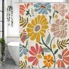 Colorful Flower Shower Curtain, Bathroom Decorative Shower Curtain, Waterproof Shower Curtain with Hooks