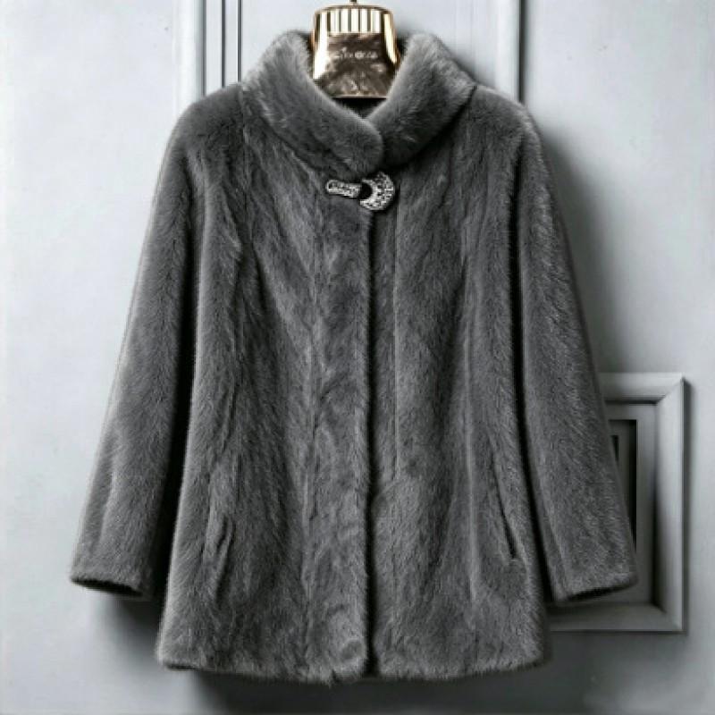 Womens Mid-Length Faux Fur Coat Hooded Thick Warm Winter Outerwear Plus Size Mink Jacket