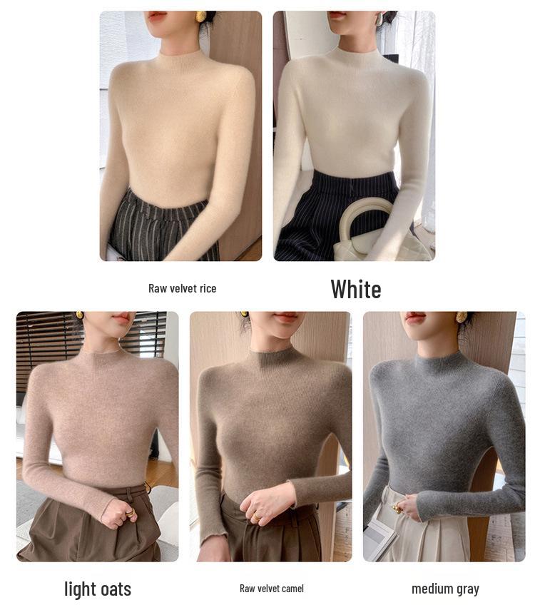 Women's Slim-Fit High-Neck Solid Color Casual Sweater