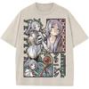 Frieren Print T-shirt Anime Frieren: Beyond Journey's End Clothing Men Women Tshirts Retro Washed T Shirt Harajuku Cotton Tops