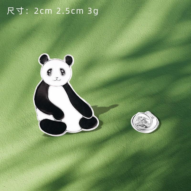 Chinese style panda brooch cute animal bag badge clothing bag accessories bamboo giant panda chain collar pin