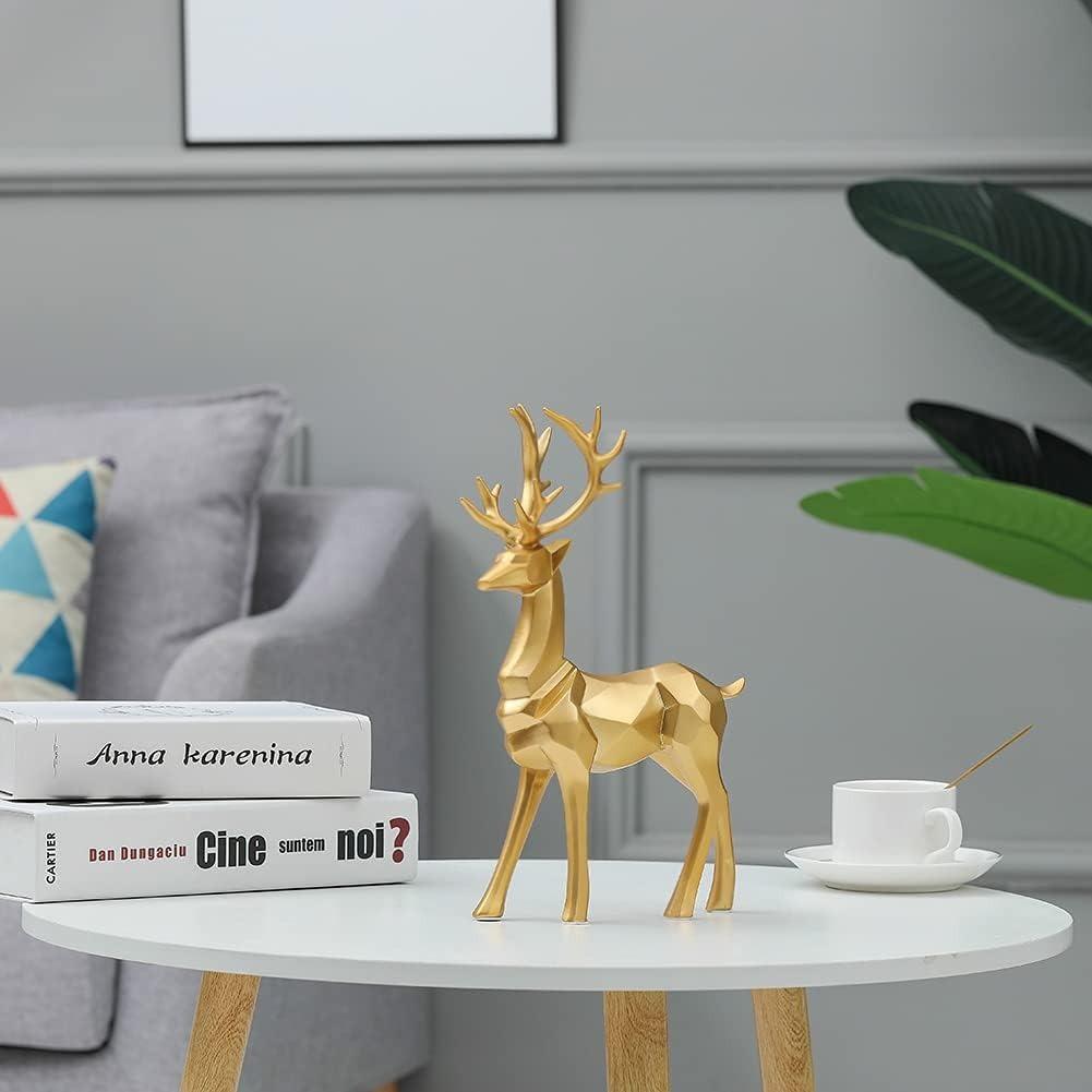 Nordic Resin Geometric Elk Sculpture Sitting Standing Deer Statues Christmas Reindeer Home Decor For Living Room Tv Cabinet Wine