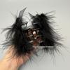 Ostrich Feather Ponytail Claw Clip: Fashionable 8cm Accessory for Autumn/Winter Half-Up Hairstyles, Adds Volume