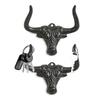 1/2Pcs Metal Cow Head Hook Vintage Cast Iron Cowboy Hat Holder Multi-purpose Clothes Organizer Longhorn Cattle Wall Hanger Western Home Decor