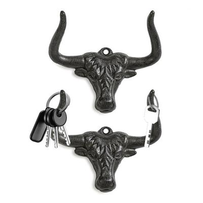 1/2 Stück Metall Kuhkopf Haken Vintage Gusseisen Cowboyhut Halter Mehrzweck Kleiderorganisator Longhorn Rind Wandhänger Western Wohnkultur