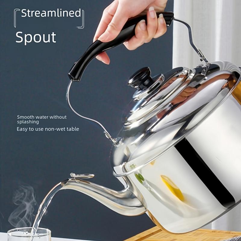 Stainless Steel Large Capacity Teapot - Versatile Kettle for Induction & Gas Stove, Heat-Retaining Design, Home & Restaurant Use