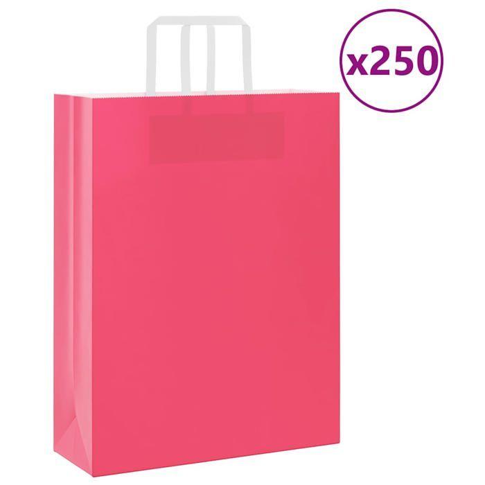 VidaXL Sacs en papier 250 pcs avec poignées rose 32x12x42 cm, sac en papier, sac cadeau en papier, sac cadeau en papier, sac 4101900