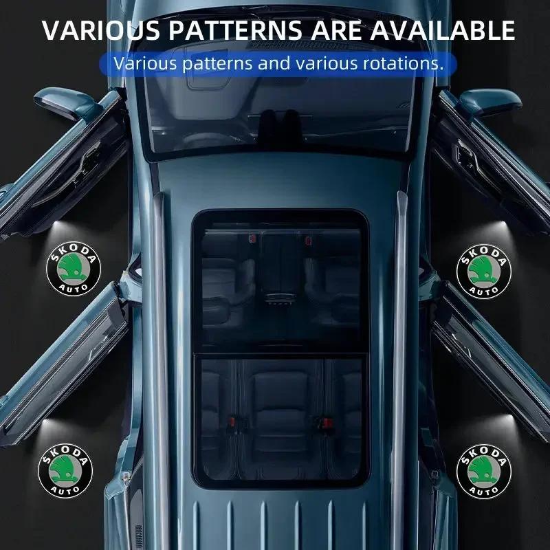 2025 Hot 1/2pcs Car Door LED HD Welcome Courtesy Shadow Projector Lamp Logo Light For Skoda Octavia Rapid Kodiaq Karoq Superb Fa