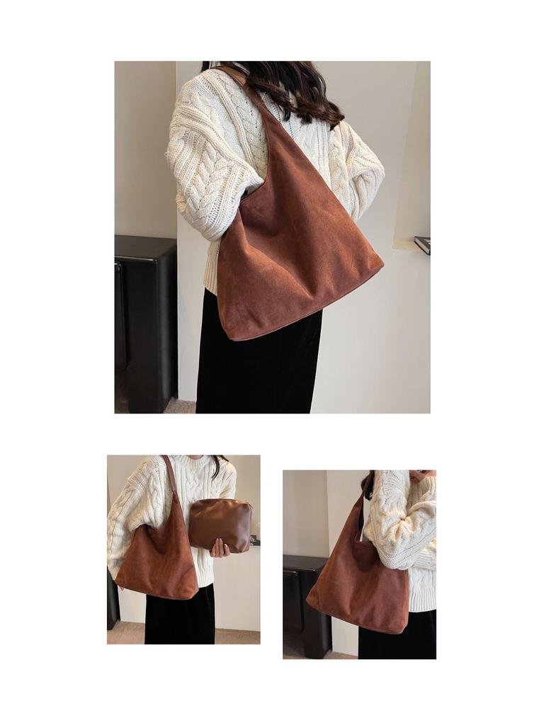 Geantă Tote Damă Suedeză Vintage 2025: Geantă de umăr casual versatilă, de mare capacitate