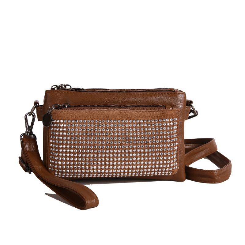 Women's Small Square Bag With Diamonds Shoulder Crossbody Bag