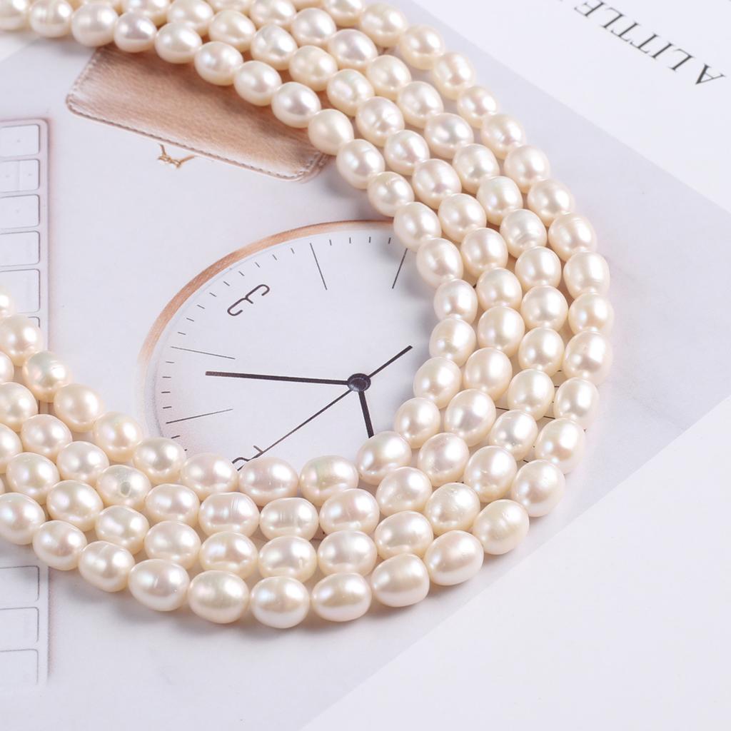 1String, White Natural Freshwater Pearl, Handmade Rice Pearl Beads, 7-8mm, for DIY Necklaces Bracelets Supplies, Women Crafts 36cm