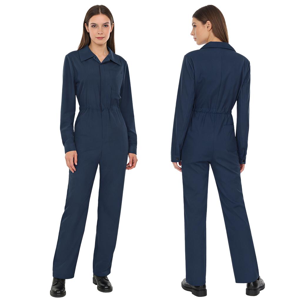 Womens Long Sleeve Coverall Mechanic Uniform Workwear Boiler Suit Overalls Loose Fit Jumpsuit Rompers