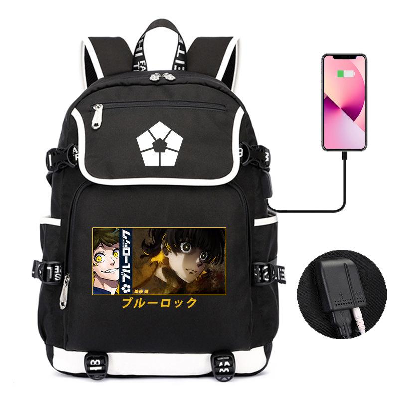 Animation Student Schoolbag, Blue Prison Blue Lock Surrounding Large Capacity Backpack Computer Bag