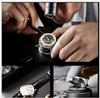 Classic Mechanical Style Stainless Steel Buckle Skeleton Dial Screw Crown Luminous Men's Quartz Watch