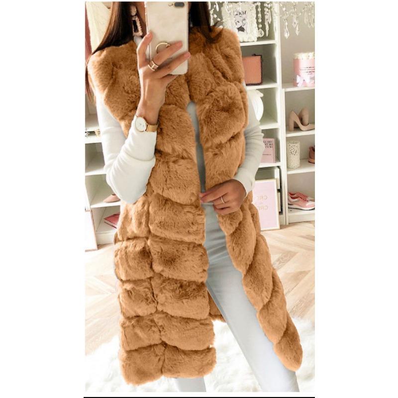 Autumn and winter new products imitation fur artificial wool long vest cotton coat thickened plush warm winter wind thickened warm