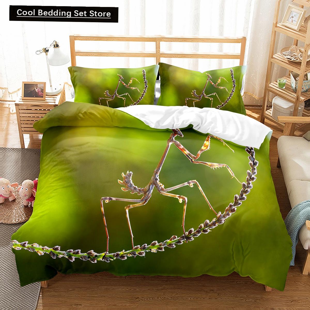 

Пододеяльник с изображением паука и насекомых King Queen, комплект постельного белья с изображением милых микроскопических животных, пододеяльник из полиэстера EU single(135x200cm)