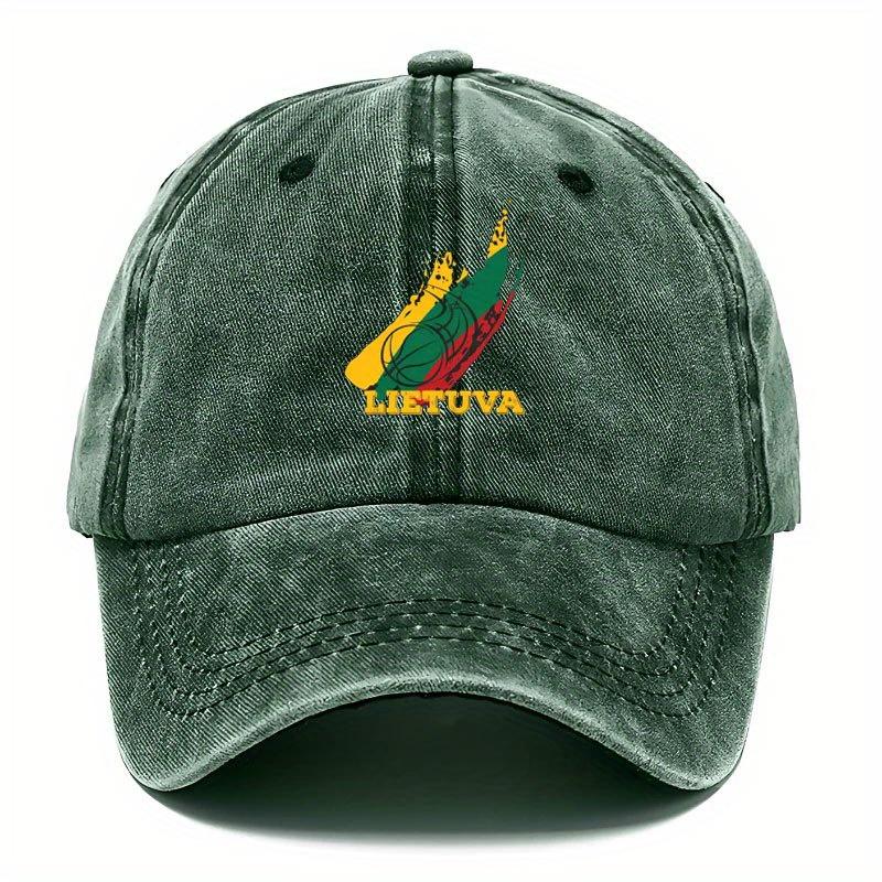 Pc of Vintage Washed Baseball Cap Featuring a Stylish Lithuanian Basketball Print Design Adjustable Dad Hat Mixed Color Dist