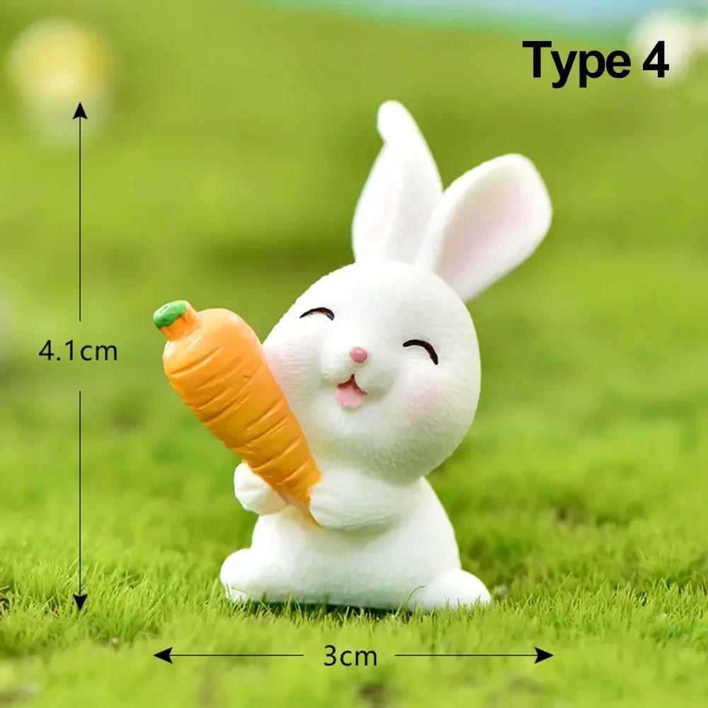 Cute Rabbit Resin Fairy Garden Miniature Figurine Ornament Micro Landscape Home Decoration Action Figure Dollhouse Accessories