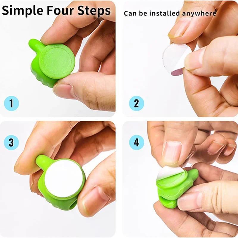 Lot de 10 crochets muraux en silicone auto-adhésifs pour câbles, crochets pour clés, crochets de rangement muraux multifonctions