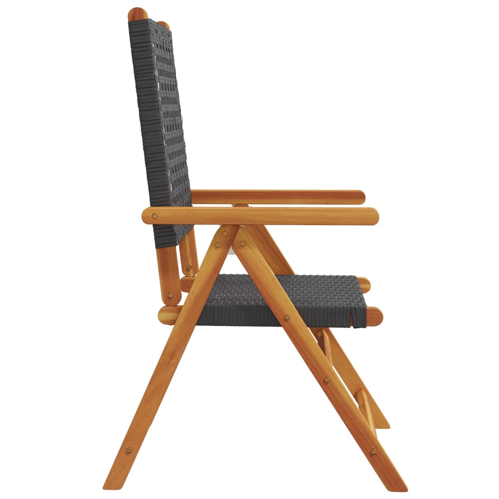 Vidaxl Garden Chairs, 2 Pcs, Black, Acacia Wood and Poly Rattan