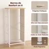Fabric Chest of Drawers, 4 Drawers, 4 Pockets, 2 Hooks, Steel Frame, 45 x 30 x 94.5 cm, Beige