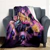 "Vivid Anime Characters Fashionable Jacket with Unique Patches"Blanket Lightweight Flannel Throw Blanket for Sofa, Bed, Travel, Camping, Liv