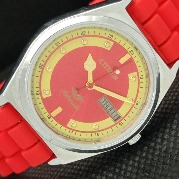 

REFURBISHED VINTAGE CITIZEN AUTO 8200 JAPAN MENS DATE RED WATCH 605-a314225-2 SKU605-a314225