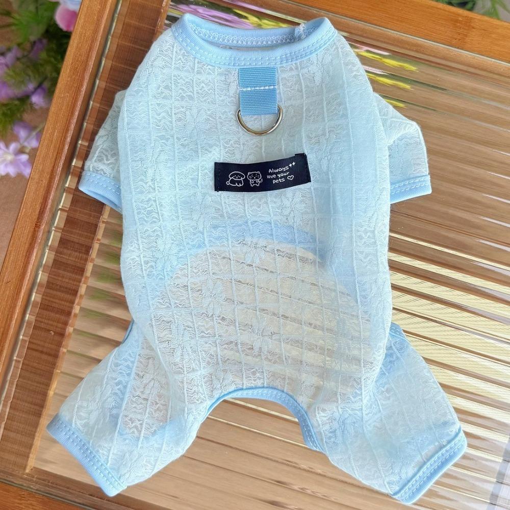 

Дышащий сетчатый охлаждающий комбинезон для собаки с цветочным принтом, солнцезащитный костюм для собаки, весна-лето XS синий