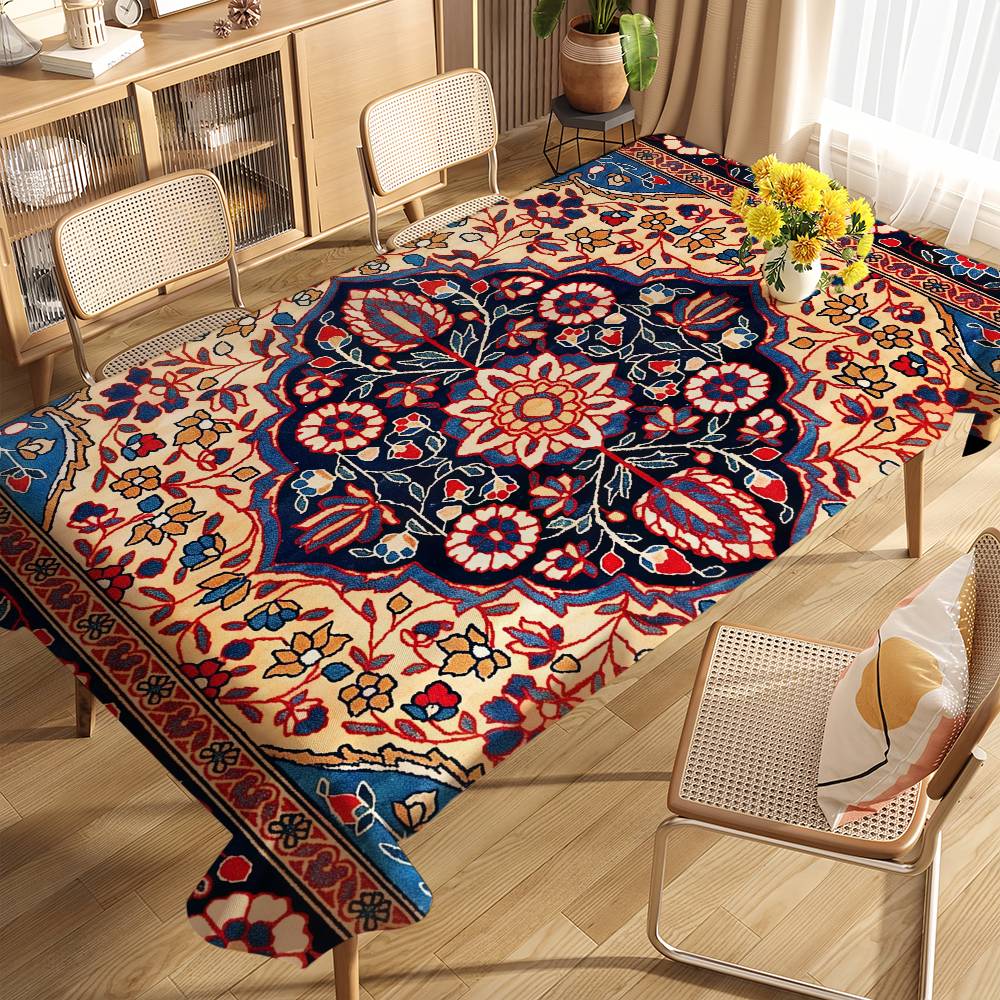 Persian Table Cloth Stain Resistant Decorative Washable Tablecloths Birthday Party Dining Table