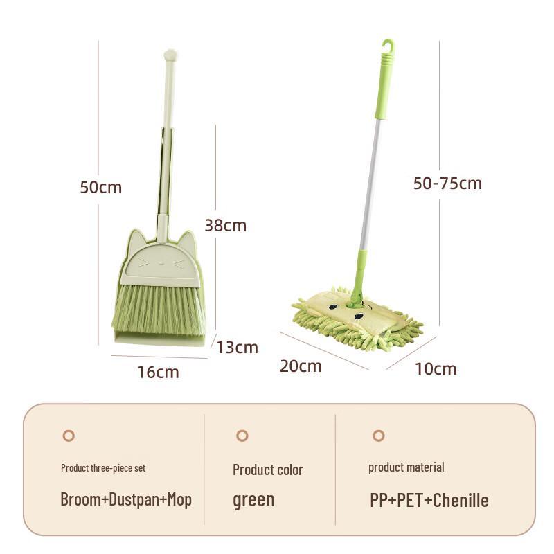 Kids Green Cat Pretend Play Cleaning Set