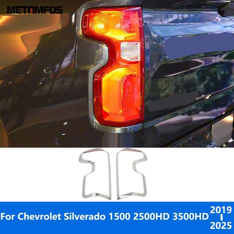 

For Chevrolet Silverado 1500 2500HD 3500HD -2024 2025 Chrome Rear Light Lamp Cover Trim Taillight Protector Car Accessories
