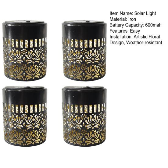 Outdoor Floral Solar Light Metal Solar Powered Deck Step Wall Light Waterproof Fence Light for Garden Patio Backyard Decoration