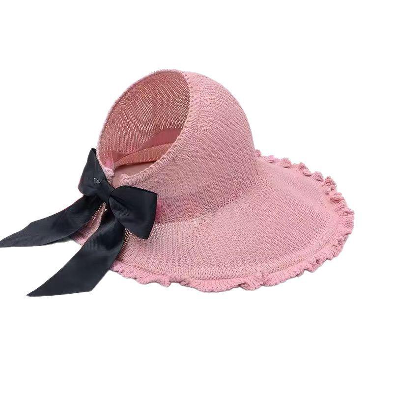 Women's Summer Wavy Edge Sun Hat - Rollable Straw with Large Brim for Outdoor Travel & Beach Protection