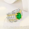 Italian Fashionable Palace Style Hollow Pattern High -End Colorful Gem Ring Lace Pattern Ring 