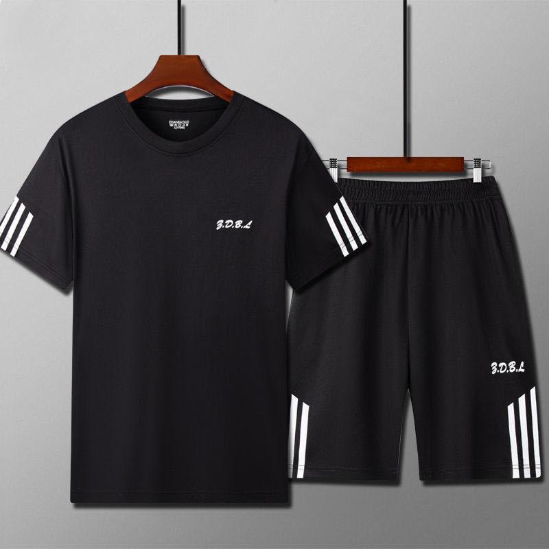 Men's Quick-Dry Athletic Shorts & Loose-Fit T-Shirt Set for Fitness, Summer Sports, Basketball, & Running.