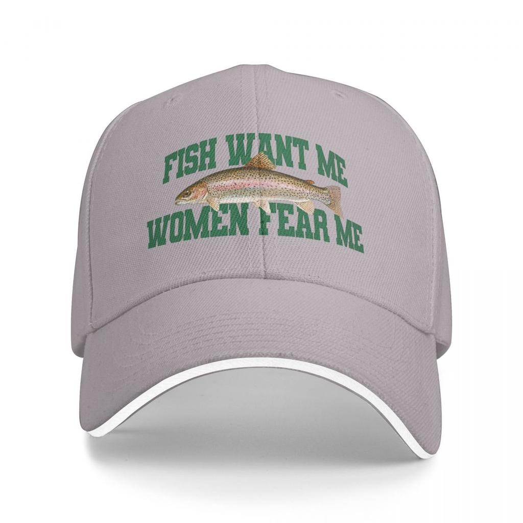 Fische wollen mich, Frauen fürchten mich Snapback Baseballkappen Atmungsaktive Lässige Casquette Outdoor Unisex
