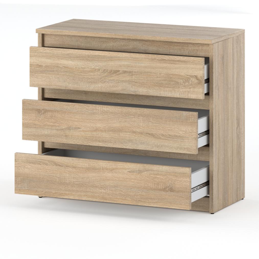 Sonoma-Eiche Kommode 80cm 3Schubladen TV-Schrank Möbel für Wohnzimmer Schlafzimmer