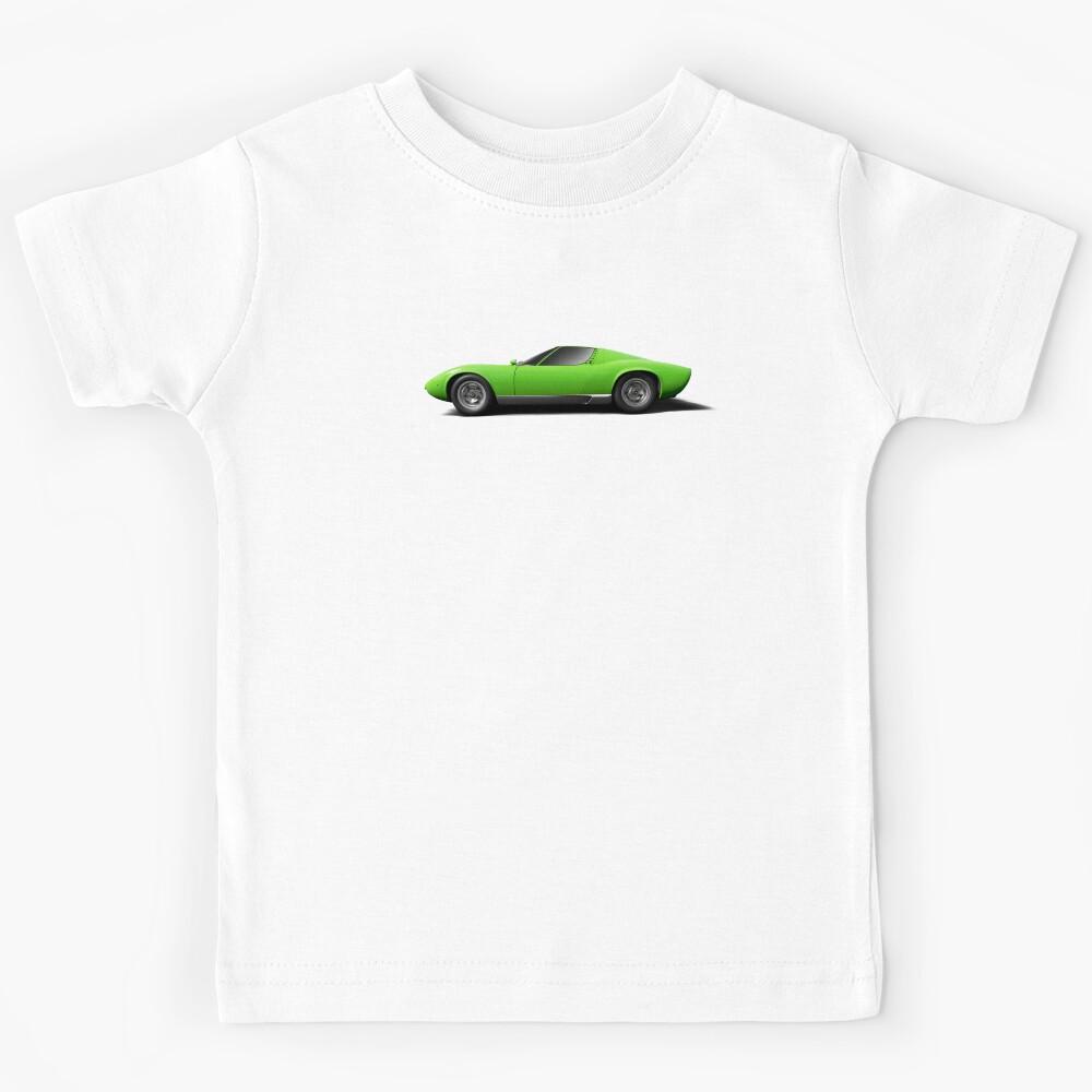 Classic 1960s - 1970s Italian Supercar Profile - Lime green Kids T-Shirt 170