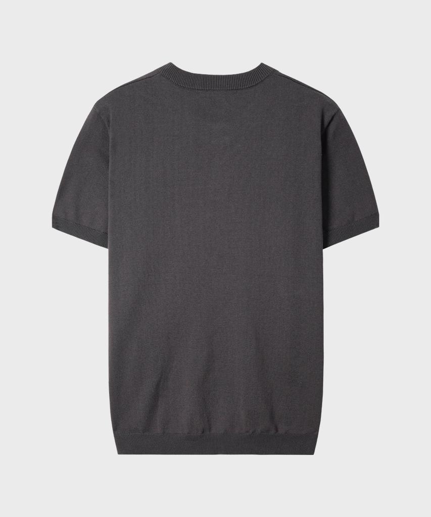 LEIRE Muscle Fit Henley Neck Short Sleeve Knit [Smoke Charcoal]