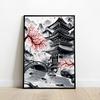 Japanese Ink Wash Painting, Torii, Crane, Samurai Geisha, Koi Carp, Art Canvas Prints, Wall Art, Home Decor Mural