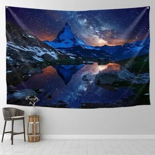 Starry Sky Snow Mountain Background Wall Decoration Tapestry Home Living Room Tapestry